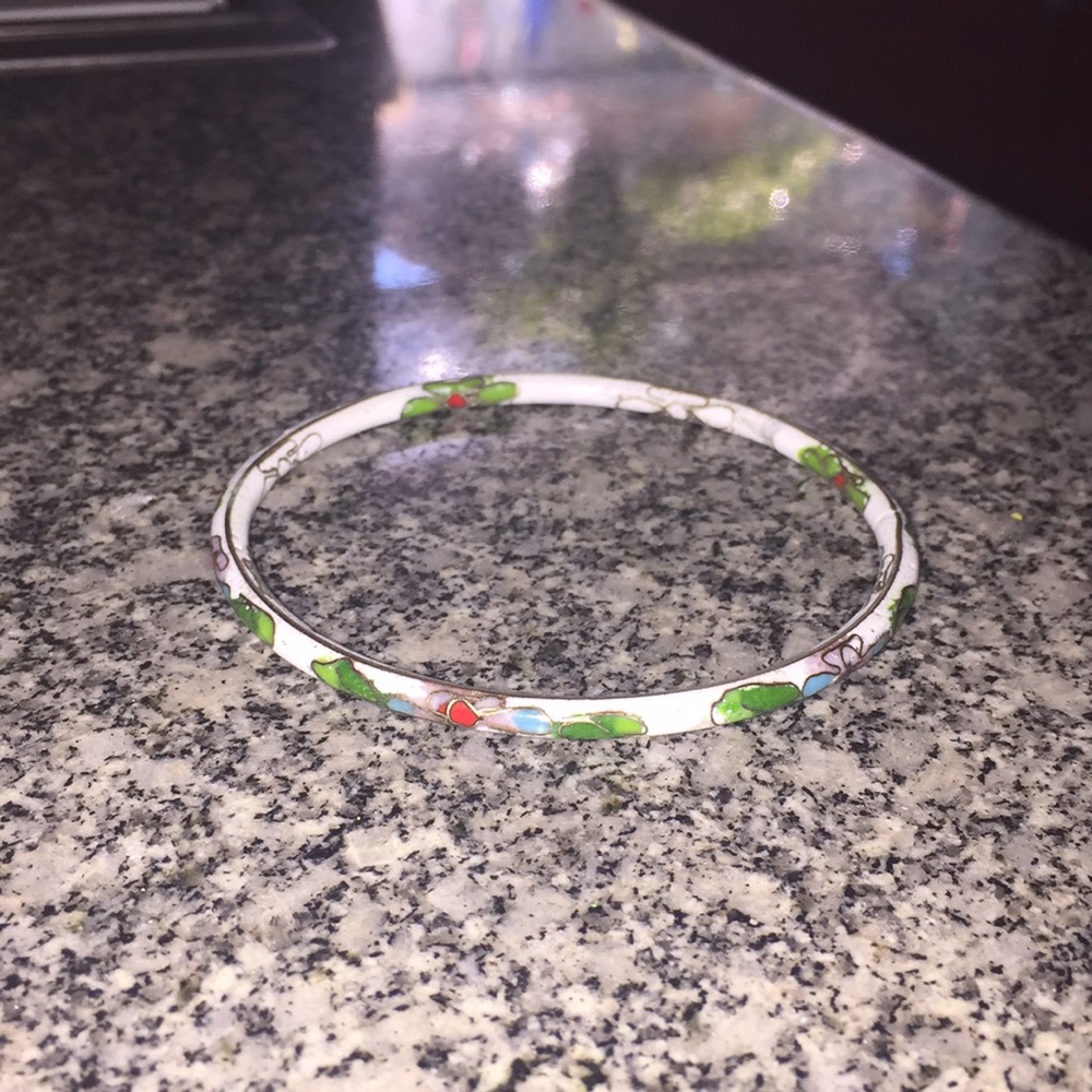 Floral painted bangle bracelets